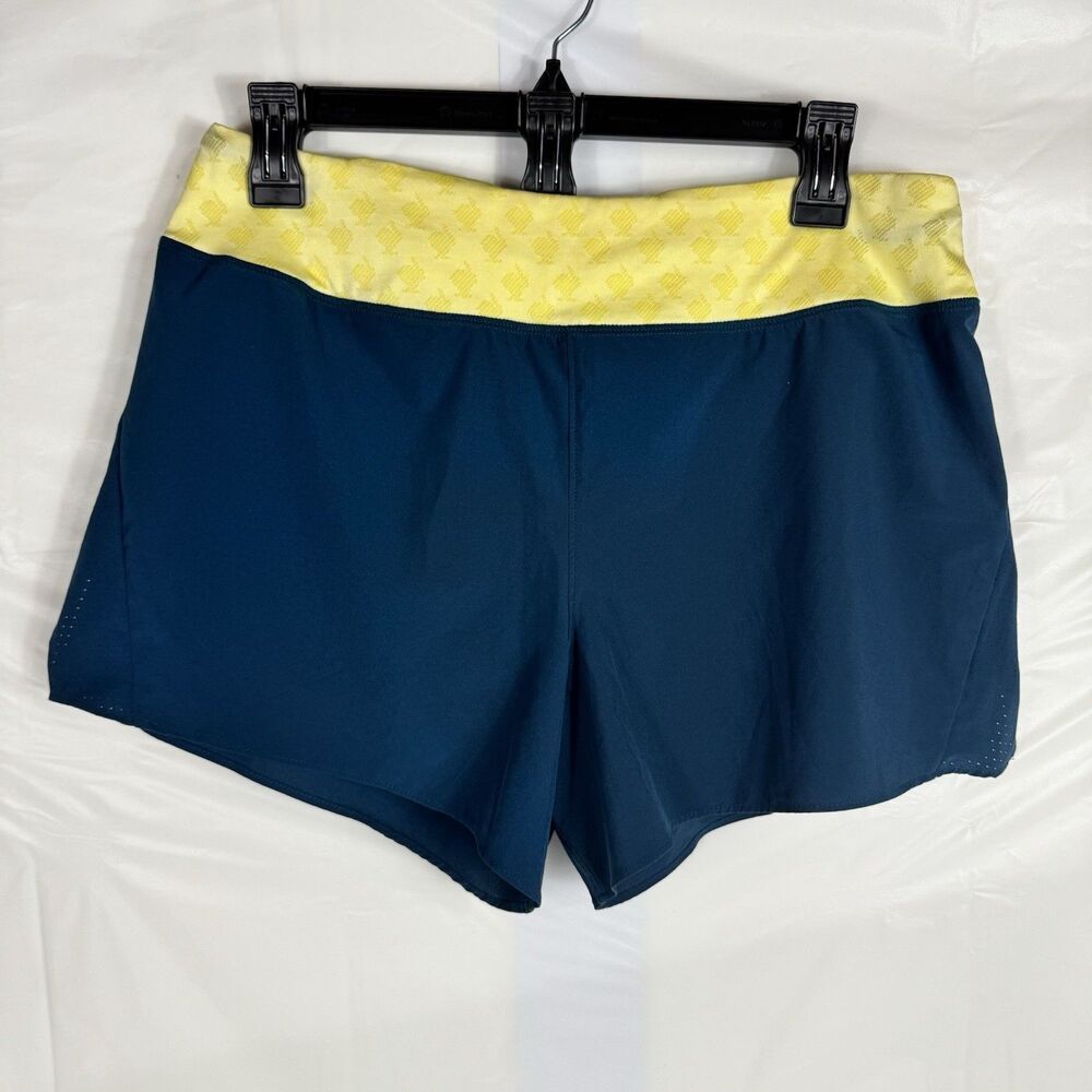 Rabbit Women's Speedster Teal Yellow  Running Shorts Medium Zip Pocket